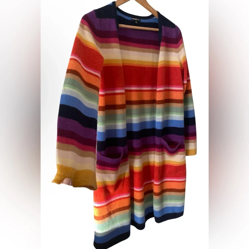 MINNIE ROSE Cashmere Multi Stripe Cardigan size XS pristine condition like new - Picture 3 of 11